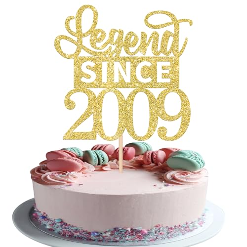 1 Stück 16th Tortendeko Glitzer Legend Since 2009 Cake Topper Alles Gute zum Geburtstag 16 Kuchen Deko für Prost auf 16th Geburtstag Jahrestag Party Kuchen Dekorationen Gold von SYKYCTCY