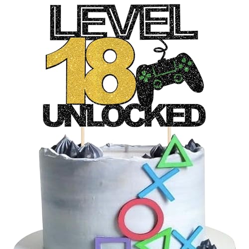 1 Stück 18 Videospiel Tortendeko Glitzer Gaming Level Unlocked 18th Geburtstag Kuchen Deko Spielkonsolen Cake Topper für Jungen Mädchen Spielkonsole Theme Geburtstag Party Kuchenaufsatz 1 Stück 18 Videospiel Tortendeko Glitzer Gaming Level Unlocked 18th Geburtstag Kuchen Deko Spielkonsolen Cake Topper für Jungen Mädchen Spielkonsole Theme Geburtstag Party Kuchenaufsatz von SYKYCTCY