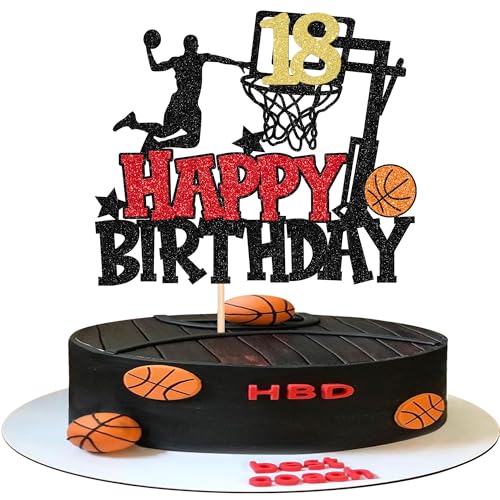 1 Stück 18th Basketball Tortendeko Basketball Thema Geburtstag Cake Topper Player Slam Dunk Basketball Kuchen Deko für Basketball Sport Thema Kinder 18th Geburtstag Party Kuchen Dekorationen von SYKYCTCY