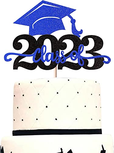1 Stück 2023 Abschluss Tortendeko, Graduation Cupcake Toppers Graduation Cake Decorations Cake Topper für Abschluss Party Blau von SYKYCTCY