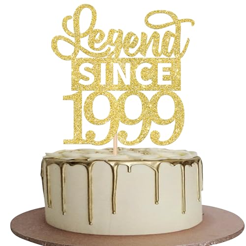 1 Stück 26th Tortendeko Glitzer Legend Since 1999 Cake Topper Alles Gute zum Geburtstag 26 Kuchen Deko für Prost auf 26th Geburtstag Jahrestag Party Kuchen Dekorationen Gold von SYKYCTCY