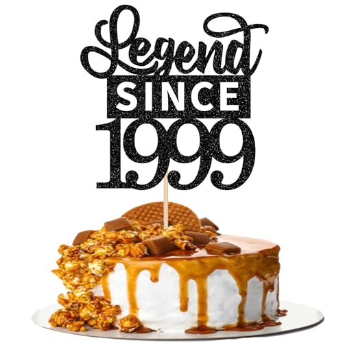1 Stück 26th Tortendeko Glitzer Legend Since 1999 Cake Topper Alles Gute zum Geburtstag 26 Kuchen Deko für Prost auf 26th Geburtstag Jahrestag Party Kuchen Dekorationen Schwarz von SYKYCTCY