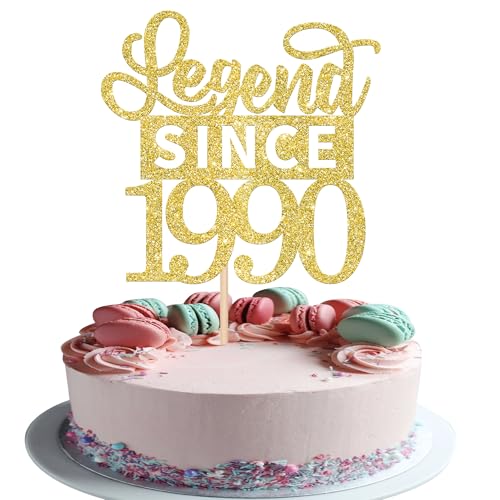 1 Stück 35th Tortendeko Glitzer Legend Since 1990 Cake Topper Alles Gute zum Geburtstag 35 Kuchen Deko für Prost auf 35th Geburtstag Jahrestag Party Kuchen Dekorationen Gold von SYKYCTCY