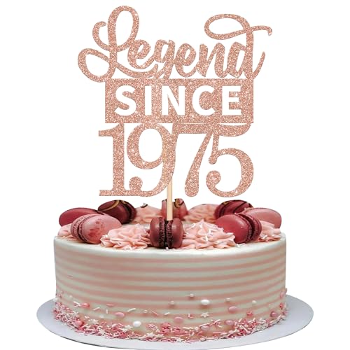 1 Stück 50th Cake Topper Glitzer Legend Since 1975 Tortendeko Alles Gute zum Geburtstag 50 Kuchen Deko für Prost auf 50th Geburtstag Jahrestag Party Kuchen Dekorationen Rosegold von SYKYCTCY