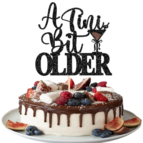 1 Stück A Tini Bit Older Kuchen Deko Glitzer Espresso Martini Geburtstag Tortendeko Weenies Tinies Martini Bachelorette Cake Topper für Frauen Martini Tiny Bar Party Kuchen Dekoration Schwarz von SYKYCTCY