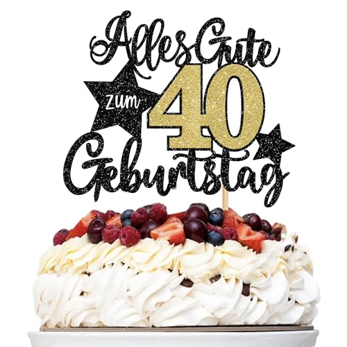 1 Stück Alles Gute zum Geburtstag 40 Jahre Kuchen Deko 40th Tortendeko Prost auf 40 Kuchendeko für Mann Frauen 40th Geburtstag Party Kuchen Dekorationen Schwarz Gold 1 Stück Alles Gute zum Geburtstag 40 Jahre Kuchen Deko 40th Tortendeko Prost auf 40 Kuchendeko für Mann Frauen 40th Geburtstag Party Kuchen Dekorationen Schwarz Gold von SYKYCTCY