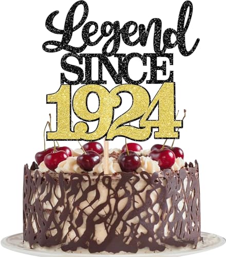 1 Stück Aufschrift"Legend Since 1923" Tortenaufsatz 100 Kuchen Topper Glitter alles Gute zum 100. Geburtstag Kuchen Pick 100 Fabulous Tortendekorationen für Prost zum 100 Gold von SYKYCTCY