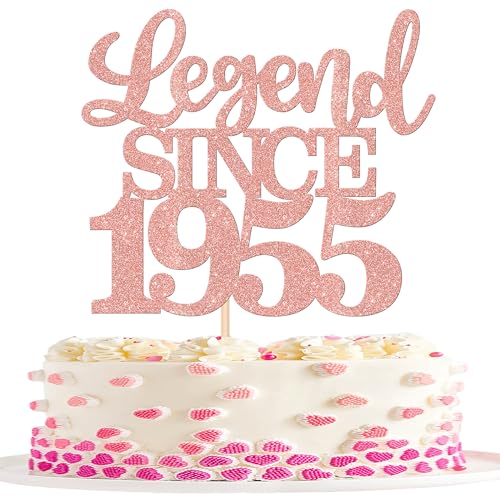 1 Stück Aufschrift "Legend Since 1955" Tortenaufsatz 70 Kuchen Topper Glitter alles Gute zum 70. Geburtstag Kuchen Pick 70 Fabulous Tortendekorationen für Prost zum 70 Rosegold von SYKYCTCY