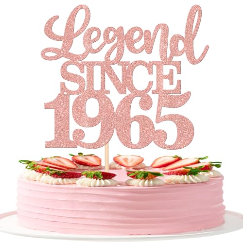 1 Stück Aufschrift "Legend Since 1965" Tortenaufsatz 60 Kuchen Topper Glitter alles Gute zum 60. Geburtstag Kuchen Pick 60 Fabulous Tortendekorationen für Prost zum 60 Rosegold von SYKYCTCY