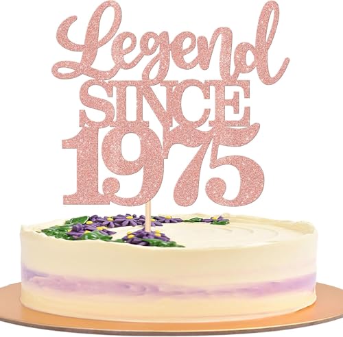 1 Stück Aufschrift "Legend Since 1975" Tortenaufsatz 50 Kuchen Topper Glitter alles Gute zum 50. Geburtstag Kuchen Pick 50 Fabulous Tortendekorationen für Prost zum 50 Rosegold von SYKYCTCY