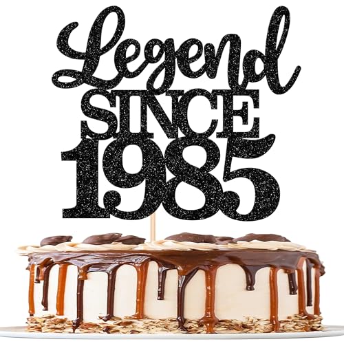 1 Stück Aufschrift "Legend Since 1985" Tortenaufsatz 40 Kuchen Topper Glitter alles Gute zum 40. Geburtstag Kuchen Pick 40 Fabulous Tortendekorationen für Prost zum 40 Schwarz von SYKYCTCY