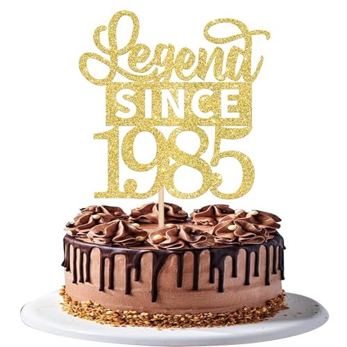 1 Stück Aufschrift Legend Since 1985 Tortendeko Glitter Alles Gute zum Geburtstag 40. Kuchen Deko für 40 Fabulous Prost auf 40th Jahrestag Party Kuchen Dekorationen Gold von SYKYCTCY