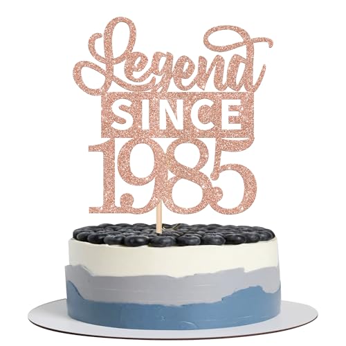 1 Stück Aufschrift Legend Since 1985 Tortendeko Glitter Alles Gute zum Geburtstag 40. Kuchen Deko für 40 Fabulous Prost auf 40th Jahrestag Party Kuchen Dekorationen Rosegold von SYKYCTCY