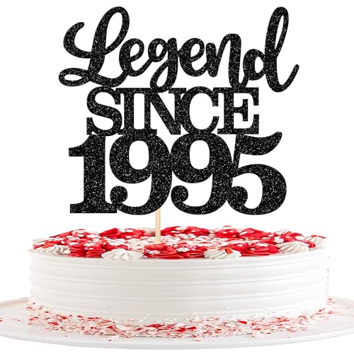 1 Stück Aufschrift "Legend Since 1995" Tortenaufsatz 30 Kuchen Topper Glitter alles Gute zum 30. Geburtstag Kuchen Pick 30 Fabulous Tortendekorationen für Prost zum 30 Schwarz von SYKYCTCY