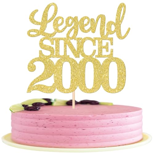 1 Stück Aufschrift "Legend Since 2000" Tortenaufsatz 25 Kuchen Topper Glitter alles Gute zum 25. Geburtstag Kuchen Pick 25 Fabulous Tortendekorationen 25th Gold von SYKYCTCY