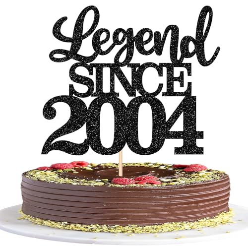 1 Stück Aufschrift "Legend Since 2004" Tortenaufsatz 21 Kuchen Topper Glitter alles Gute zum 21. Geburtstag Kuchen Pick 21 Fabulous Tortendekorationen für Prost zum 21 Schwarz von SYKYCTCY