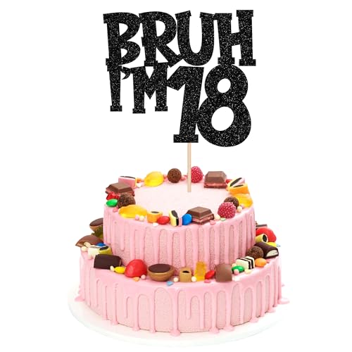 1 Stück Bruh I'm 18 Cake Topper Glitzer Happy 18th Geburtstag Tortendeko Bro I'm 18 It's My 8th Birthday Kuchen Deko für Prost auf 18 Jahre Geburtstag Party Kuchen Dekoration Schwarz 1 Stück Bruh I'm 18 Cake Topper Glitzer Happy 18th Geburtstag Tortendeko Bro I'm 18 It's My 8th Birthday Kuchen Deko für Prost auf 18 Jahre Geburtstag Party Kuchen Dekoration Schwarz von SYKYCTCY