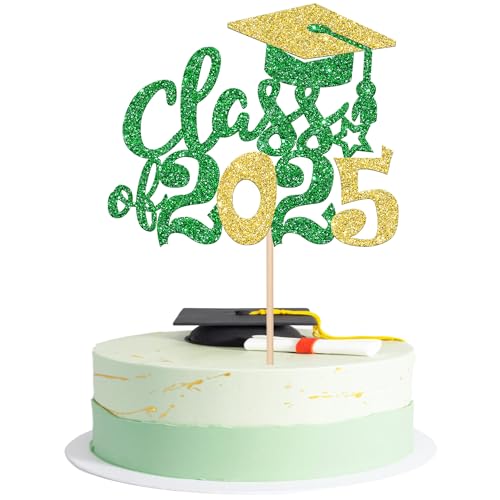 1 Stück Class of 2025 Cake Topper Glitzer Abschluss Kappe Tortendeko Klasse von 2025 Graduierung Kuchen Deko für 2025 Schule Abschluss Party Kuchen Dekoration Grün Gold 1 Stück Class of 2025 Cake Topper Glitzer Abschluss Kappe Tortendeko Klasse von 2025 Graduierung Kuchen Deko für 2025 Schule Abschluss Party Kuchen Dekoration Grün Gold von SYKYCTCY