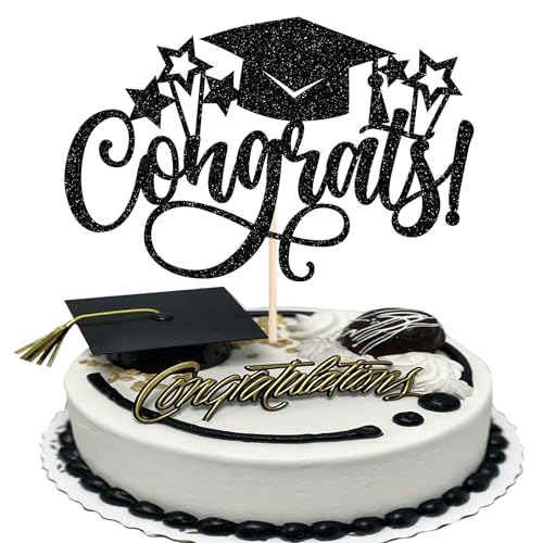 1 Stück Congrats Abschluss Tortendeko Glitzer Abschluss Kappe Kuchen Deko Class of 2025 Cake Topper für 2025 Schule Graduierung Thema Party Kuchen Dekoration Schwarz 1 Stück Congrats Abschluss Tortendeko Glitzer Abschluss Kappe Kuchen Deko Class of 2025 Cake Topper für 2025 Schule Graduierung Thema Party Kuchen Dekoration Schwarz von SYKYCTCY