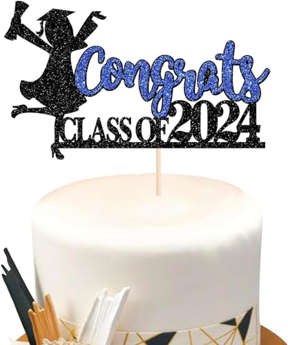 1 Stück Congrats Class of 2025 Tortendeko Abschluss Mädchen Kuchen Deko Glitzer 2025 Graduation Tortendekoration for 2025 Mädchen Abschluss Thema Party Blau von SYKYCTCY