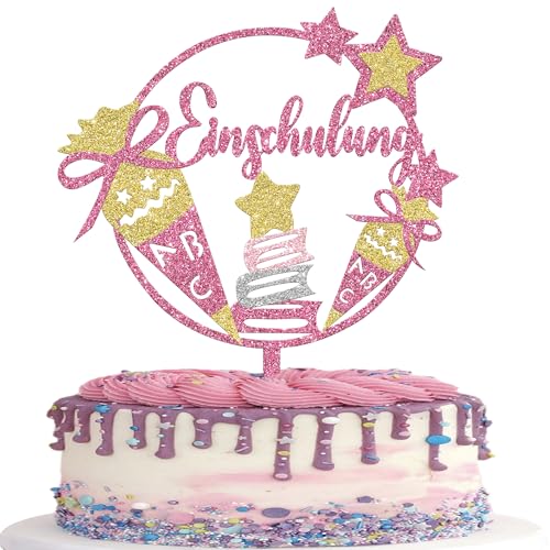 1 Stück Endlich Schulkind Tortendeko Glitzer Hurra Schulkind Kuchen Deko Zuckertüte ABC Kleiner Stern Cake Topper für Junge Mädchen Schule Beginnen Thema Kuchen Dekorationen Rosa 1 Stück Endlich Schulkind Tortendeko Glitzer Hurra Schulkind Kuchen Deko Zuckertüte ABC Kleiner Stern Cake Topper für Junge Mädchen Schule Beginnen Thema Kuchen Dekorationen Rosa von SYKYCTCY