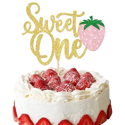 1 Stück Erdbeere Sweet One Geburtstag Tortendeko, Glitzer Strawberry Kuchen Deko Sommer Früchte Cake Topper für Baby Dusche 1. Geburtstag Party Kuchendeko Gold Rosa 1 Stück Erdbeere Sweet One Geburtstag Tortendeko, Glitzer Strawberry Kuchen Deko Sommer Früchte Cake Topper für Baby Dusche 1. Geburtstag Party Kuchendeko Gold Rosa von SYKYCTCY