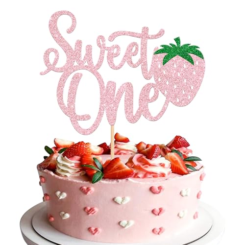 1 Stück Erdbeere Sweet One Geburtstag Tortendeko, Glitzer Strawberry Kuchen Deko Sommer Früchte Cake Topper für Baby Dusche 1. Geburtstag Party Rosa 1 Stück Erdbeere Sweet One Geburtstag Tortendeko, Glitzer Strawberry Kuchen Deko Sommer Früchte Cake Topper für Baby Dusche 1. Geburtstag Party Rosa von SYKYCTCY
