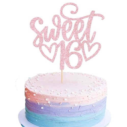 1 Stück Glitzernder Sweet Teenager 16 Cake Topper Süßes 16 Kuchendekoration Happy 16th Birthday Tortendeko Teenager Geburtstag Party Prost bis 16 Jahre Party Kuchen Dekoendeko Hellrosa 1 Stück Glitzernder Sweet Teenager 16 Cake Topper Süßes 16 Kuchendekoration Happy 16th Birthday Tortendeko Teenager Geburtstag Party Prost bis 16 Jahre Party Kuchen Dekoendeko Hellrosa von SYKYCTCY