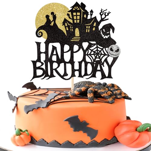 1 Stück Halloween Tortendeko Glitzer Happy Birthday Halloween Cake Topper Zauberer Gespenst Kürbis Kuchen Deko für Gespenst Zauberer Hexe Thematische Kuchendekoration Geburtstag Party Schwarz Gold 1 Stück Halloween Tortendeko Glitzer Happy Birthday Halloween Cake Topper Zauberer Gespenst Kürbis Kuchen Deko für Gespenst Zauberer Hexe Thematische Kuchendekoration Geburtstag Party Schwarz Gold von SYKYCTCY