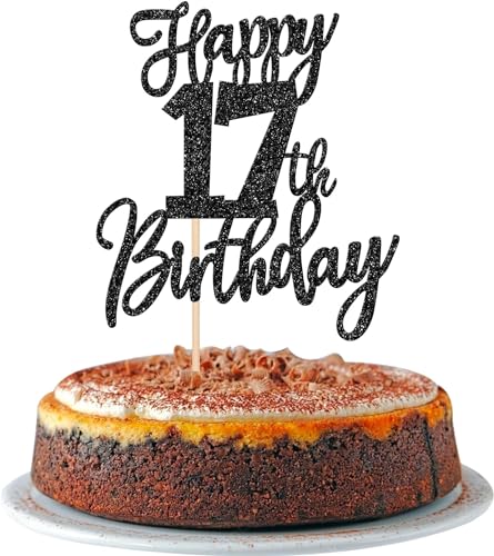 1 Stück Happy 17th Birthday Tortendeko Glitzer Prost auf 17 Jahre Geburtstag Kuchen Deko Sweet 17 Cake Topper für Happy 17th Birthday Theme Party Kuchen Dekoendeko Schwarz 1 Stück Happy 17th Birthday Tortendeko Glitzer Prost auf 17 Jahre Geburtstag Kuchen Deko Sweet 17 Cake Topper für Happy 17th Birthday Theme Party Kuchen Dekoendeko Schwarz von SYKYCTCY