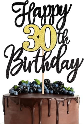1 Stück Happy 30th Birthday Cake Topper Glitzer Schwarz Gold Prost auf 30 Jahre Tortendeko 30 Fabelhaft Kuchen Deko für Happy 30th Geburtstag Jahrestag Party Kuchen Dekoration 1 Stück Happy 30th Birthday Cake Topper Glitzer Schwarz Gold Prost auf 30 Jahre Tortendeko 30 Fabelhaft Kuchen Deko für Happy 30th Geburtstag Jahrestag Party Kuchen Dekoration von SYKYCTCY