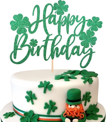 1 Stück Happy Birthday Day Tortendeko Glitter St.Patrick's Day Thema Cake Topper Blatt Lucky Four Kuchen Deko für St.Patrick's Day Thema Kinder Geburtstag Party Kuchen Dekoration Grün 1 Stück Happy Birthday Day Tortendeko Glitter St.Patrick's Day Thema Cake Topper Blatt Lucky Four Kuchen Deko für St.Patrick's Day Thema Kinder Geburtstag Party Kuchen Dekoration Grün von SYKYCTCY