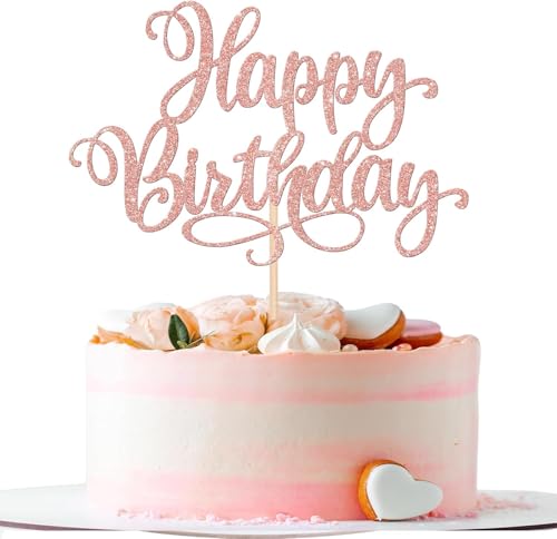 1 Stück Happy Birthday Tortendeko Glitzer Geburtstag Cake Topper Alles Gute zum Geburtstag Kuchen Deko für Feiern Geburtstag Jahrestag Thema Party Kuchen Dekorationen Rosegold von SYKYCTCY