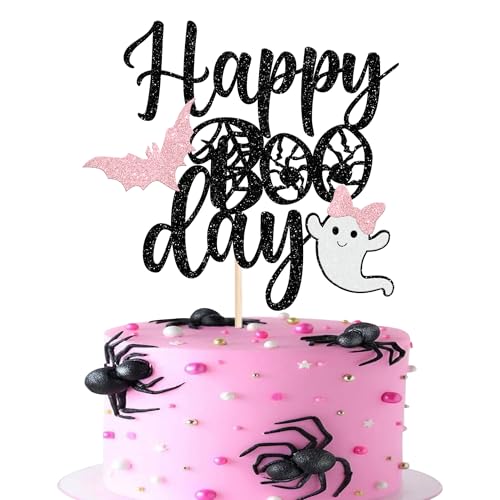 1 Stück Happy Boo Day Cake Topper Glitzer Halloween Ghost Fledermaus Kuchen Deko Halloween Tortendeko für Halloween Thema Baby Dusche Kinder Geburtstag Party Kuchen Dekorationen Schwarz Rosa 1 Stück Happy Boo Day Cake Topper Glitzer Halloween Ghost Fledermaus Kuchen Deko Halloween Tortendeko für Halloween Thema Baby Dusche Kinder Geburtstag Party Kuchen Dekorationen Schwarz Rosa von SYKYCTCY