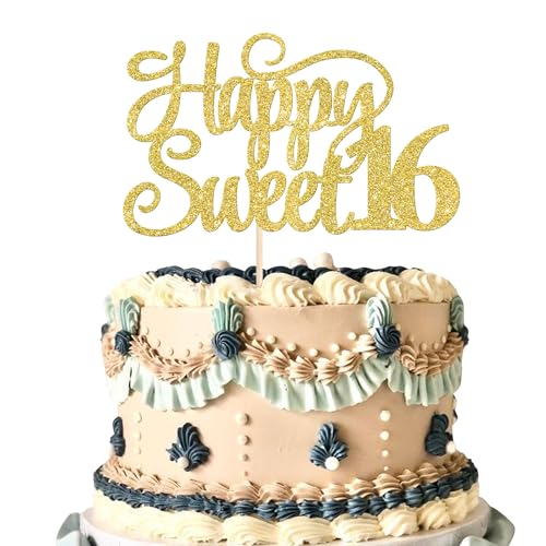 1 Stück Happy Sweet 16 Kuchen Deko Glitzer Teenager 16th Cake Topper Prost auf 16 Geburtstag Tortendeko für 16th Geburtstag Jahrestag Party Kuchen Dekoendeko Gold 1 Stück Happy Sweet 16 Kuchen Deko Glitzer Teenager 16th Cake Topper Prost auf 16 Geburtstag Tortendeko für 16th Geburtstag Jahrestag Party Kuchen Dekoendeko Gold von SYKYCTCY