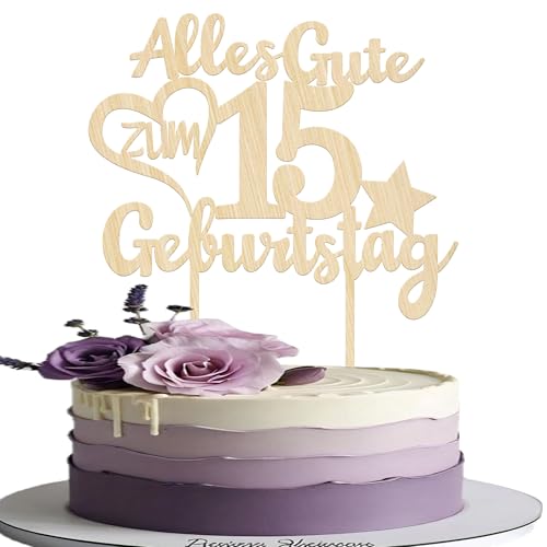 1 Stück Holz 15th Tortendeko Alles Gute zum Geburtstag 15 Jahre alt Holz Kuchen Deko Prost auf 15 Jahre alt Cake Topper für 15th Jungen Mädchen Geburtstag Party Kuchen Dekoration 1 Stück Holz 15th Tortendeko Alles Gute zum Geburtstag 15 Jahre alt Holz Kuchen Deko Prost auf 15 Jahre alt Cake Topper für 15th Jungen Mädchen Geburtstag Party Kuchen Dekoration von SYKYCTCY