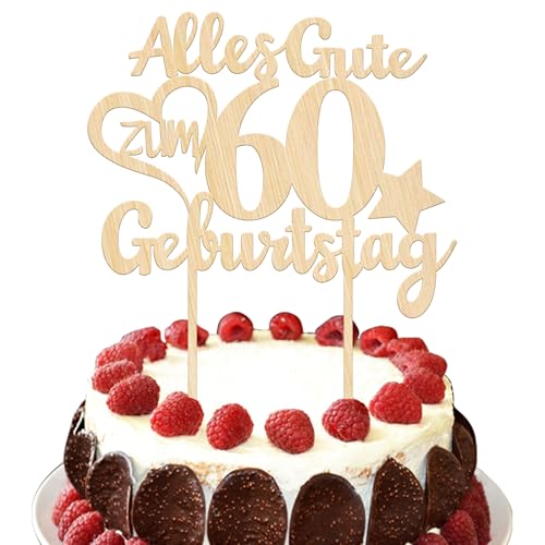 1 Stück Holz Alles Gute zum 60. Geburtstag Tortendeko Kuchen Deko Prost auf 60 Jahre Kuchendeko für Jungen Mädchen Party Dekorationen 1 Stück Holz Alles Gute zum 60. Geburtstag Tortendeko Kuchen Deko Prost auf 60 Jahre Kuchendeko für Jungen Mädchen Party Dekorationen von SYKYCTCY