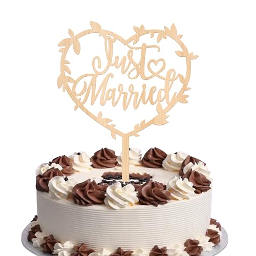 1 Stück Holz Cake Topper Just Married Hochzeit Tortendeko Holz Blätter Liebe Herz Form Kuchen Deko für Braut Dusche Party Kuchen Dekoration 1 Stück Holz Cake Topper Just Married Hochzeit Tortendeko Holz Blätter Liebe Herz Form Kuchen Deko für Braut Dusche Party Kuchen Dekoration von SYKYCTCY
