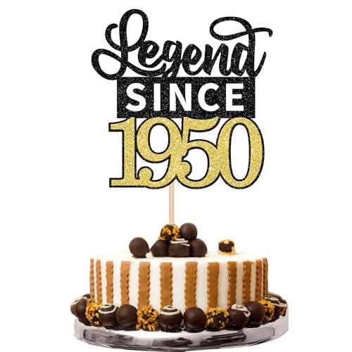 1 Stück Legend Since 1950 Cake Topper Glitzer 75th Geburtstag Kuchen Deko Alles Gute zum Geburtstag 75 Tortendeko für Prost auf 75th Geburtstag Jahrestag Party Kuchen Dekorationen Schwarz Gold von SYKYCTCY