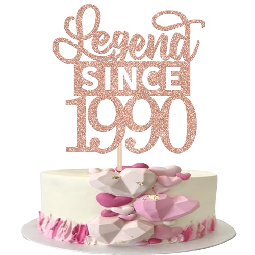 1 Stück Legend Since 1990 Cake Topper Glitzer 35th Kuchen Deko Alles Gute zum Geburtstag 35 Tortendeko für Prost auf 35th Geburtstag Jahrestag Party Kuchen Dekorationen Rosegold von SYKYCTCY