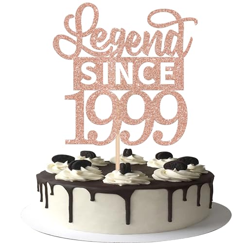 1 Stück Legend Since 1999 Cake Topper Glitzer 26th Kuchen Deko Alles Gute zum Geburtstag 26 Tortendeko für Prost auf 26th Geburtstag Jahrestag Party Kuchen Dekorationen Rosegold von SYKYCTCY