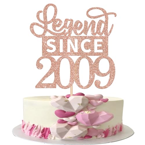 1 Stück Legend Since 2009 Cake Topper Glitzer 16th Kuchen Deko Alles Gute zum Geburtstag 16 Tortendeko für Prost auf 16th Geburtstag Jahrestag Party Kuchen Dekorationen Rosegold von SYKYCTCY