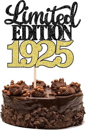1 Stück Limited Edition 1925 Tortendeko Glitzer 100th Glitzer Kuchen Deko Prost auf 100 Jahre 100 & Fabelhaft Cake Topper für Männer und Frauen Geburtstag Party Kuchen Dekoration Schwarz Gold 1 Stück Limited Edition 1925 Tortendeko Glitzer 100th Glitzer Kuchen Deko Prost auf 100 Jahre 100 & Fabelhaft Cake Topper für Männer und Frauen Geburtstag Party Kuchen Dekoration Schwarz Gold von SYKYCTCY