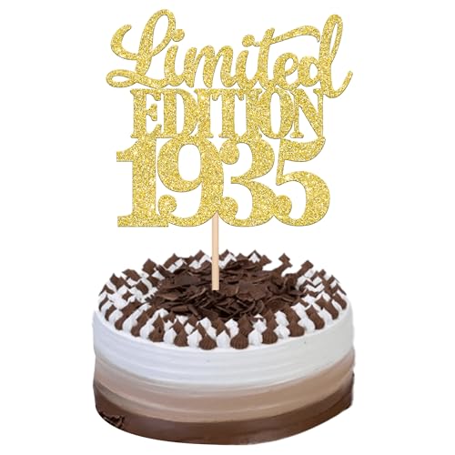 1 Stück Limited Edition 1935 Tortendeko Glitzer 90th Glitzer Kuchen Deko Prost auf 90 Jahre 90 & Fabelhaft Cake Topper für Männer und Frauen Geburtstag Party Kuchen Dekoration Gold von SYKYCTCY