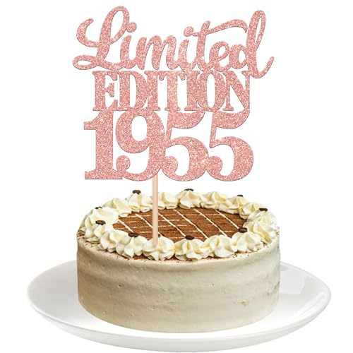 1 Stück Limited Edition 1955 Tortendeko Glitzer 70th Glitzer Kuchen Deko Prost auf 70 Jahre 70 & Fabelhaft Cake Topper für Männer und Frauen Geburtstag Party Kuchen Dekoration Rosegold von SYKYCTCY