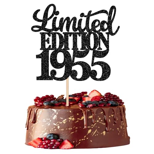 1 Stück Limited Edition 1955 Tortendeko Glitzer 70th Glitzer Kuchen Deko Prost auf 70 Jahre 70 & Fabelhaft Cake Topper für Männer und Frauen Geburtstag Party Kuchen Dekoration Schwarz von SYKYCTCY