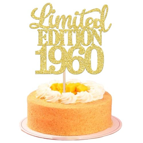 1 Stück Limited Edition 1960 Tortendeko Glitzer 65th Glitzer Kuchen Deko Prost auf 65 Jahre 65 & Fabelhaft Cake Topper für Männer und Frauen Geburtstag Party Kuchen Dekoration Gold von SYKYCTCY