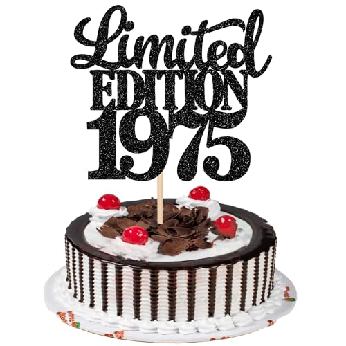 1 Stück Limited Edition 1975 Cake Topper Glitzer 50th Geburtstag Tortendeko Prost auf 50 Jahre 50 & Fabelhaft Kuchen Deko für Männer und Frauen Geburtstag Party Kuchen Dekoration Schwarz 1 Stück Limited Edition 1975 Cake Topper Glitzer 50th Geburtstag Tortendeko Prost auf 50 Jahre 50 & Fabelhaft Kuchen Deko für Männer und Frauen Geburtstag Party Kuchen Dekoration Schwarz von SYKYCTCY
