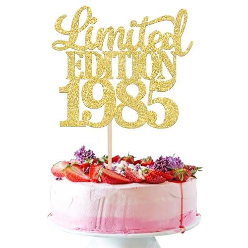 1 Stück Limited Edition 1985 Cake Topper Glitzer 40th Geburtstag Tortendeko Prost auf 40 Jahre 40 & Fabelhaft Kuchen Deko für Männer und Frauen Geburtstag Party Kuchen Dekoration Gold von SYKYCTCY