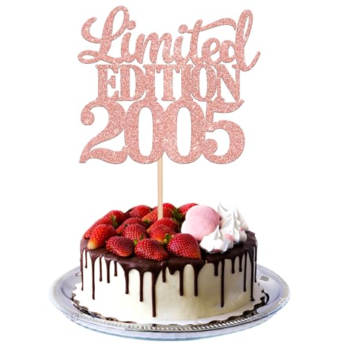 1 Stück Limited Edition 2005 Cake Topper Glitzer 20th Geburtstag Tortendeko Prost auf 20 Jahre 20 & Fabelhaft Kuchen Deko für Männer und Frauen Geburtstag Party Kuchen Dekoration Rosegold von SYKYCTCY